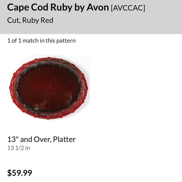 Vintage Avon Ruby Cape Cod Oval Platter - Picture 5 of 7